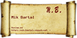Mik Bartal névjegykártya